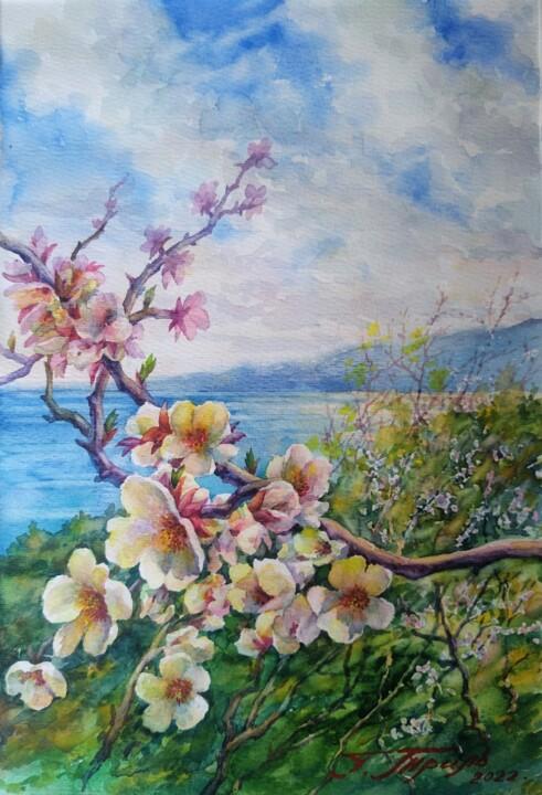 Pintura intitulada "Ранняя весна" por Georgii Tril, Obras de arte originais, Aquarela