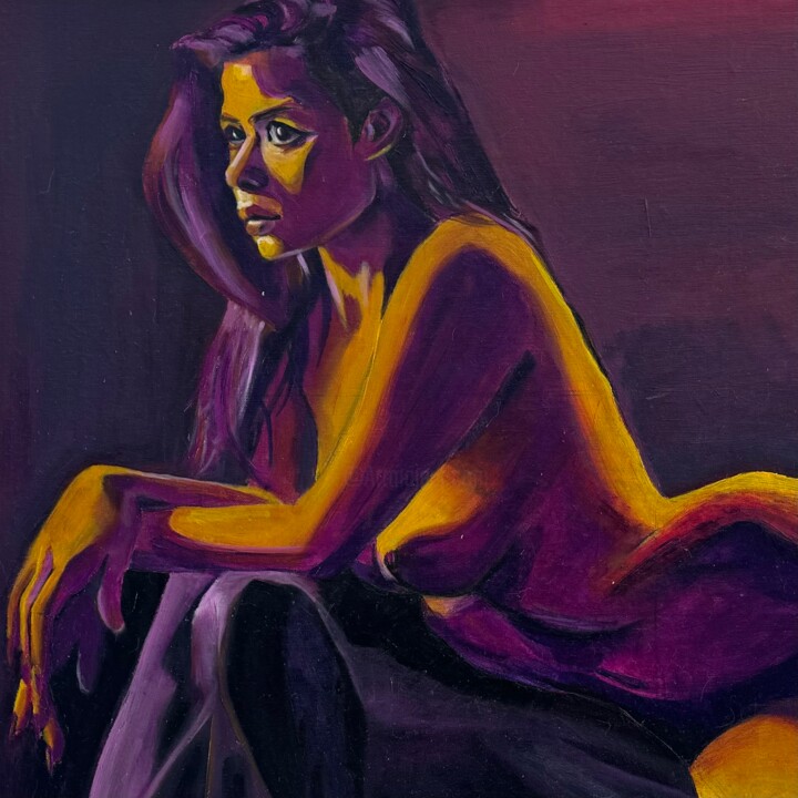 Картина под названием "Purple" - Yana Bo, Подлинное произведение искусства, Масло