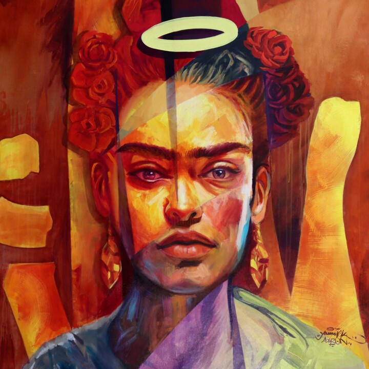 Peinture intitulée "Frida" par Yannick Aaron, Œuvre d'art originale, Acrylique Monté sur Châssis en bois
