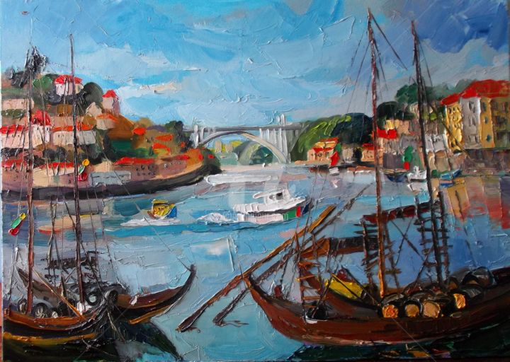 Painting titled "Porto in January (O…" by Nataliya Yatel, Original Artwork, Oil