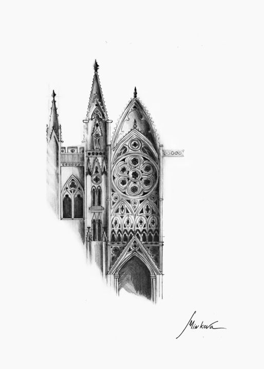 gothic church drawing
