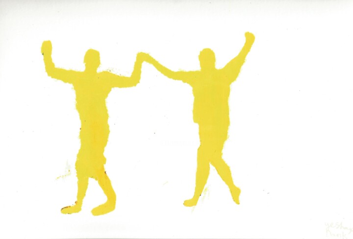 Pittura intitolato "They Dance in Lemon…" da Yeshaya Dank, Opera d'arte originale, Acquarello