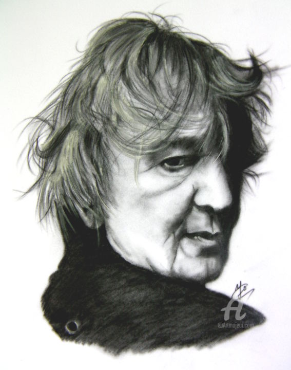 Drawing titled "Jacques Higelin" by Yo Portraits, Original Artwork, Pencil