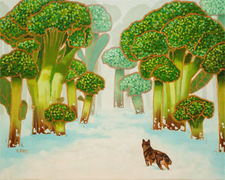 제목이 "Broccoli forest"인 미술작품 Yue Zeng로, 원작, 기름