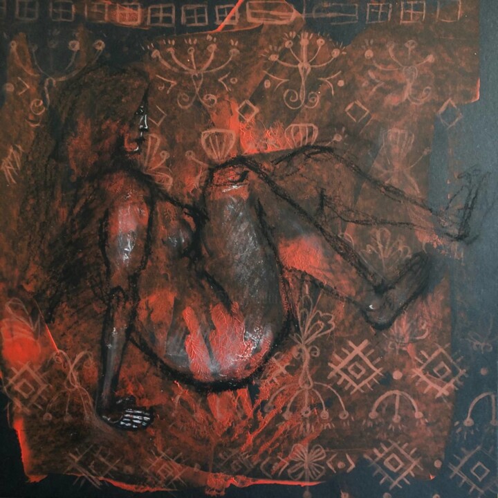 Dibujo titulada ""The red mist" smal…" por Yuliia Chaika, Obra de arte original, Pastel