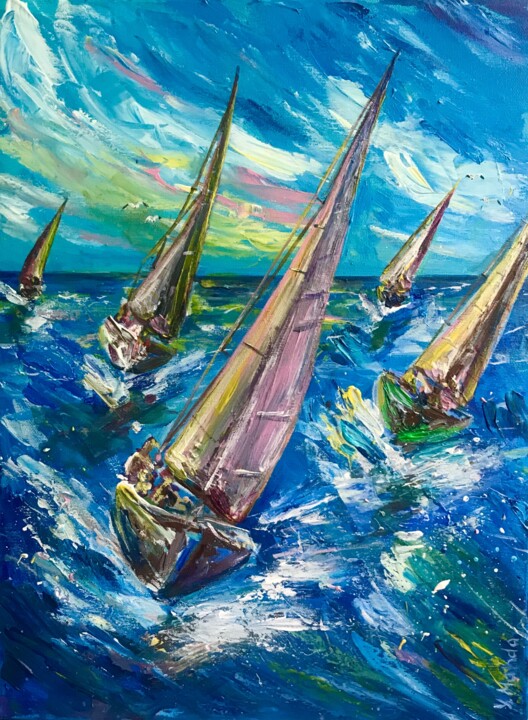 "Under sail" başlıklı Tablo Yuliia Mahda tarafından, Orijinal sanat, Akrilik