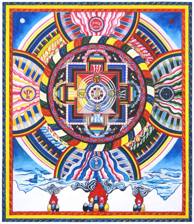 Pittura intitolato "Mandala(Tibet)" da Yuliya Liventseva, Opera d'arte originale, Acquarello