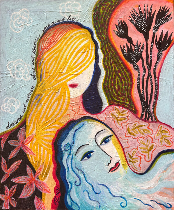 绘画 标题为“Dreams and Women.” 由Yuliya Pochynok (JJ Julia), 原创艺术品, 丙烯 安装在木质担架架上