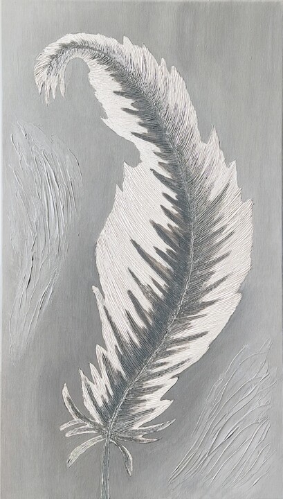 "Feather" başlıklı Tablo Yuliya Zhuk tarafından, Orijinal sanat, Akrilik Ahşap Sedye çerçevesi üzerine monte edilmiş