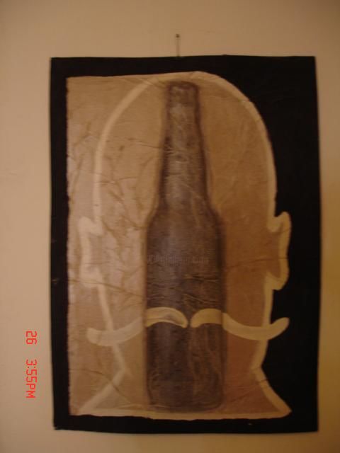 Painting titled "Téte de bouteille" by Zahti, Original Artwork