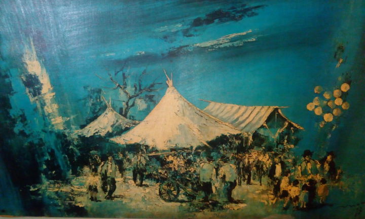 Painting titled "festival" by Cesare Monti, Original Artwork, Oil