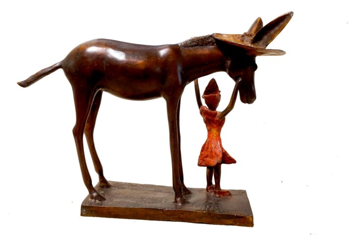 Sculpture titled "Mon ami le grand ân…" by Zako, Original Artwork, Bronze