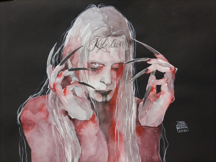 Malerei mit dem Titel "Ghostemane" von Zarina Dyganova (Zarin Winter), Original-Kunstwerk, Aquarell