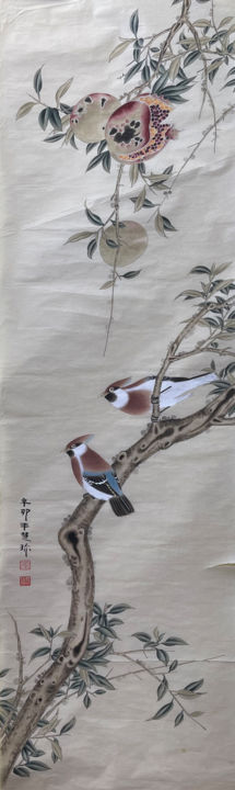 Malerei mit dem Titel "Close friends" von Huizhen Zhang Zhang Hui Zhen, Original-Kunstwerk, Pigmente