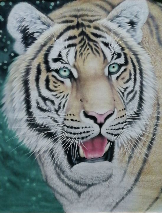 绘画 标题为“Tiger Head No.2” 由Yuhai Zhao 赵玉海, 原创艺术品, 颜料