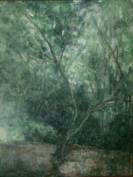 Pittura intitolato "Nameless Tree-Growi…" da Zhixun Lin, Opera d'arte originale, Olio