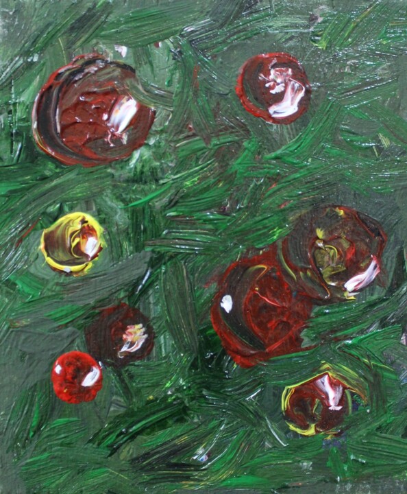 Painting titled "Christmas series -…" by Ziad Dib Jreige, Original Artwork, Acrylic Mounted on Wood Panel