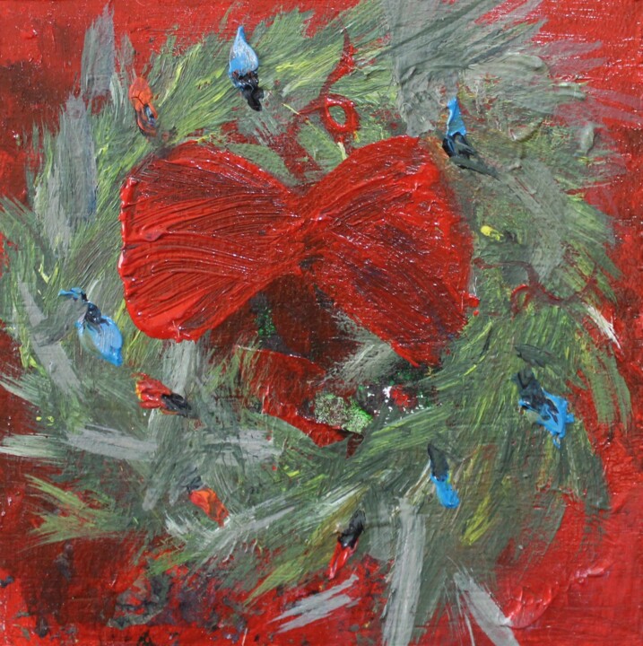 Painting titled "Christmas series –…" by Ziad Dib Jreige, Original Artwork, Acrylic Mounted on Wood Panel