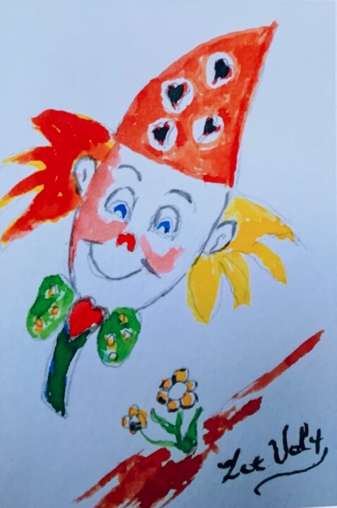 Drawing titled "Petit Clown" by Zoé Valy, Original Artwork, Marker