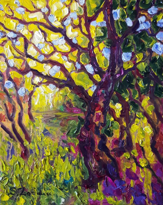 Painting titled "AUTUMN FOREST" by Svitlana Zozulia, Original Artwork, Oil