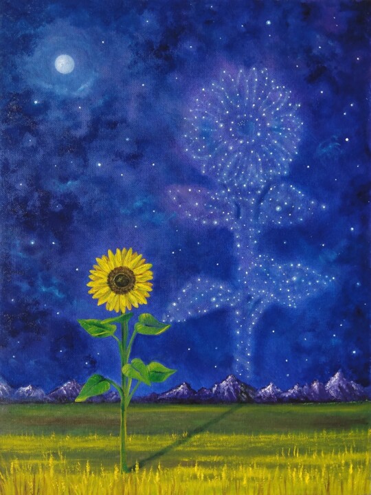 Pintura titulada "Power from stars" por Zuzana Šmehylová, Obra de arte original, Oleo