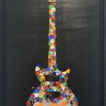 Collages intitulée "Black Guitar" par Arnaud Bertrand Soldera Paganelli (Absp.Off), Œuvre d'art originale, Collages Monté su…