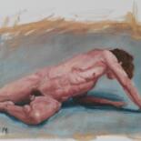 Pintura intitulada "Reclining male nude…" por Adela V, Obras de arte originais, Óleo Montado em Cartão