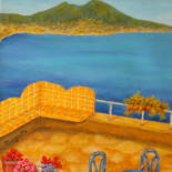 Painting titled "Veduta di Vesuvio" by Allegretto, Original Artwork, Acrylic Mounted on Wood Stretcher frame