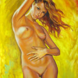 Painting titled "Sunshine" by Kostiantyn Shyptia, Original Artwork, Oil Mounted on Wood Stretcher frame