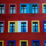 Картина под названием "The red house" - Ana Del Castillo Ibarrola, Подлинное произведение искусства, Акрил