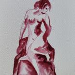 Dibujo titulada "rose n°15" por Anna An, Obra de arte original, Acuarela