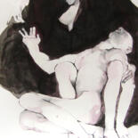 Σχέδιο με τίτλο "Pietà" από Anne Cardot, Αυθεντικά έργα τέχνης, Μελάνι