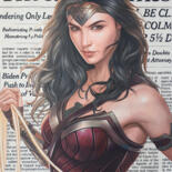 Картина под названием "Wonder Woman" - Benjamin Spark, Подлинное произведение искусства, Акрил Установлен на Деревянная рама…