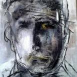 Painting titled "HOMME" by Brigitte Krief, Original Artwork, Acrylic Mounted on Wood Stretcher frame