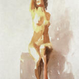 绘画 标题为“Pose No. 41” 由Christian Evers, 原创艺术品, 水彩 安装在木板上