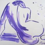 Disegno intitolato "Curves 28 Purple -…" da Carmen Tyrrell, Opera d'arte originale, Inchiostro