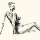 Drawing titled "femme 11" by Claire T, Original Artwork, Charcoal