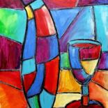 Schilderij getiteld "Wine set (still lif…" door Daniel Darie, Origineel Kunstwerk, Pastel