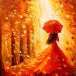 Painting titled "Lady autumn" by Olha, Original Artwork, Oil