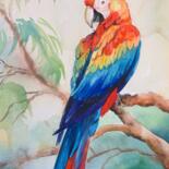 Painting titled "Rainbow parrot" by Daria Kamishanova, Original Artwork, Watercolor