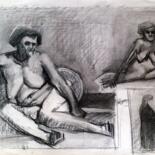 Σχέδιο με τίτλο "Nude A" από Dario Raffaele Orioli, Αυθεντικά έργα τέχνης, Κάρβουνο