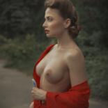 Photography titled "The Lady in Red" by Dasha & Mari, Original Artwork, Analog photography