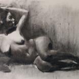 Drawing titled "Slight ray of light" by Diego Martínez (Plata), Original Artwork, Charcoal