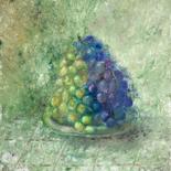Schilderij getiteld "Grape" door Lusie Schellenberg, Origineel Kunstwerk, Olie