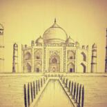 Disegno intitolato "Taj in Monochrome" da Eaka Srivastava, Opera d'arte originale, Grafite