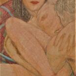 Dessin intitulée "Lovers 48" par Edwin Loftus, Œuvre d'art originale, Pastel Monté sur Autre panneau rigide