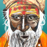 Painting titled "INDIAN OLD MAN" by Eléart, Original Artwork, Acrylic