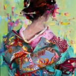 Malerei mit dem Titel "CONFETTI -GIRL IN K…" von Elena Mashajeva-Agraphiotis, Original-Kunstwerk, Öl
