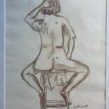 Pintura titulada "Corinne assise" por Elisabeth Fabre Derulliere, Obra de arte original, Carbón