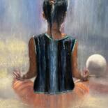 Painting titled "MEDITATION SOUS LA…" by Elizabeth Estienne, Original Artwork, Pastel